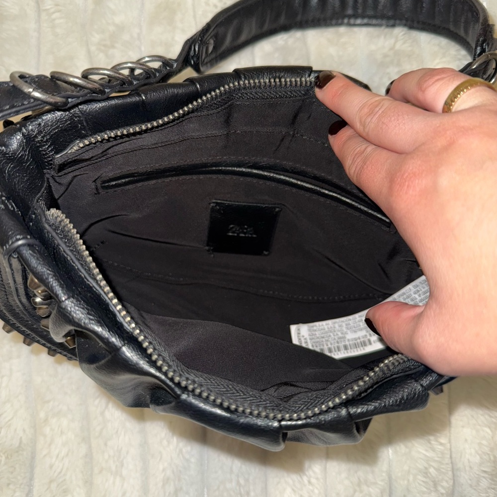 Zara Black Studded Women's Shoulder Bag - Picture 6 of 6